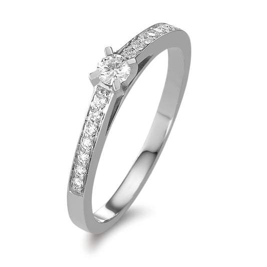 pierścionek złoto białe 750/18 K Diament 0.17 ct, 15 kamienie, w-si