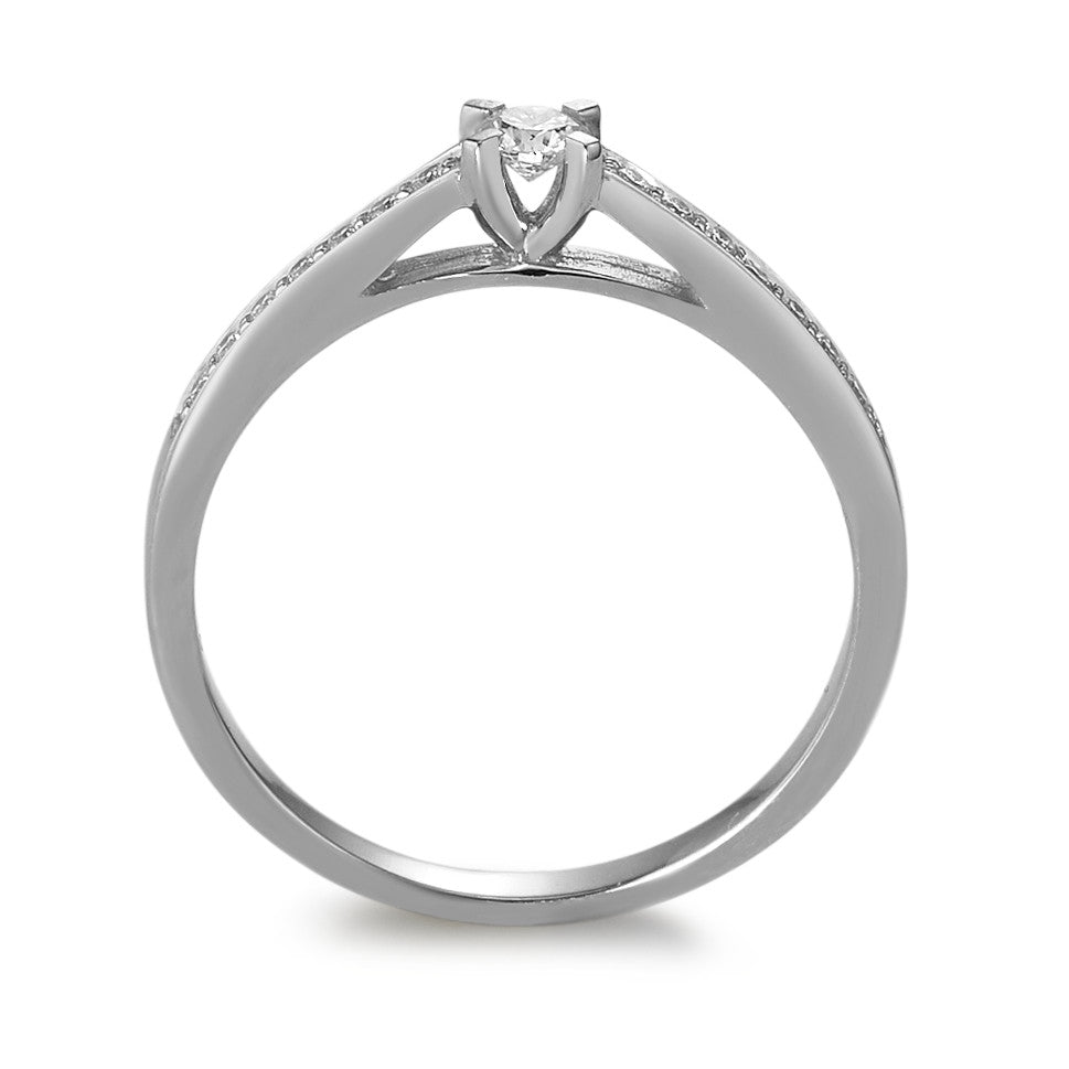 pierścionek złoto białe 750/18 K Diament 0.17 ct, 15 kamienie, w-si