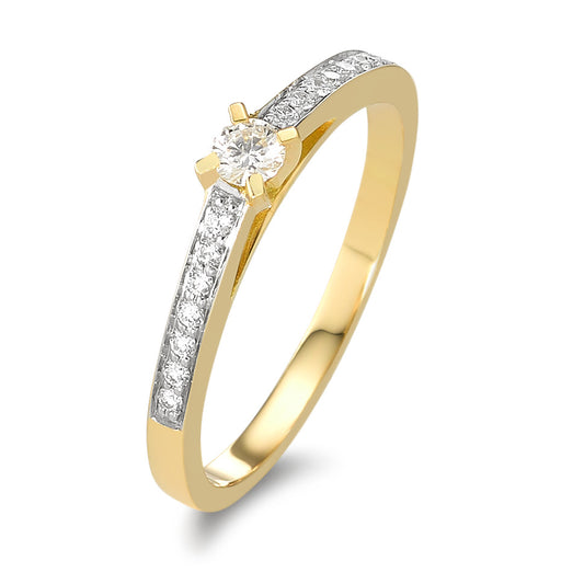 pierścionek złoto żółte 750/18 K Diament 0.17 ct, 15 kamienie, w-si