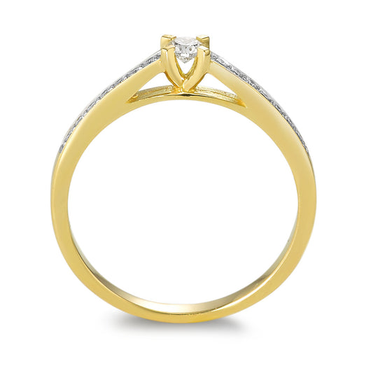pierścionek złoto żółte 750/18 K Diament 0.17 ct, 15 kamienie, w-si