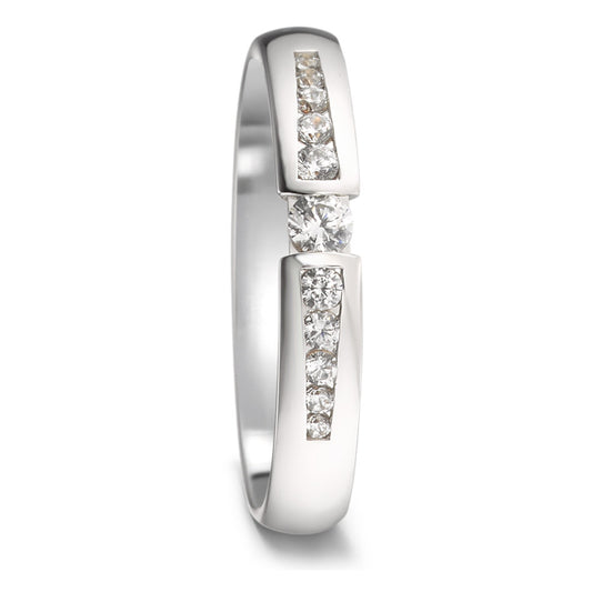 obrączka partnerska złoto białe 750/18 K Diament 0.25 ct, 11 kamienie, w-si