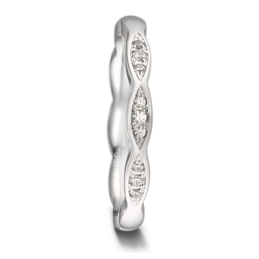 obrączka partnerska złoto białe 750/18 K Diament 0.06 ct, 9 kamienie, tw-vsi