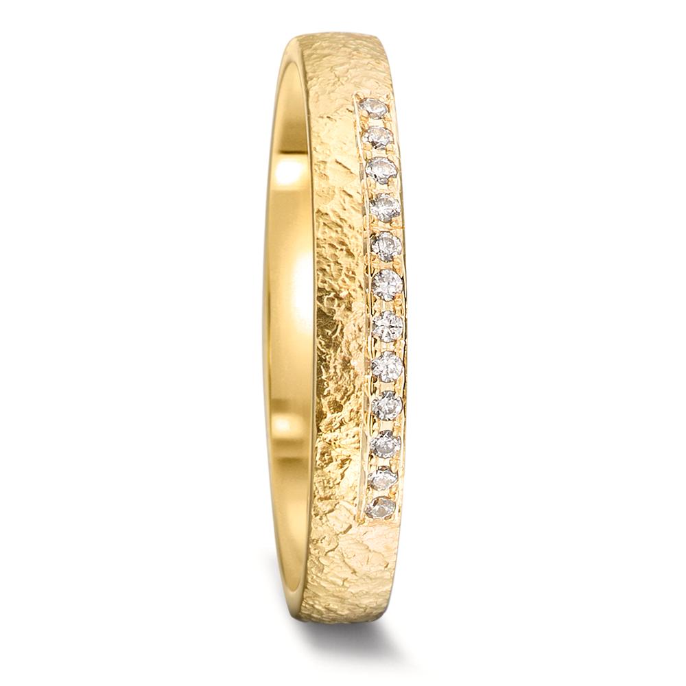 obrączka partnerska złoto żółte 750/18 K Diament 0.06 ct, 12 kamienie, tw-vsi