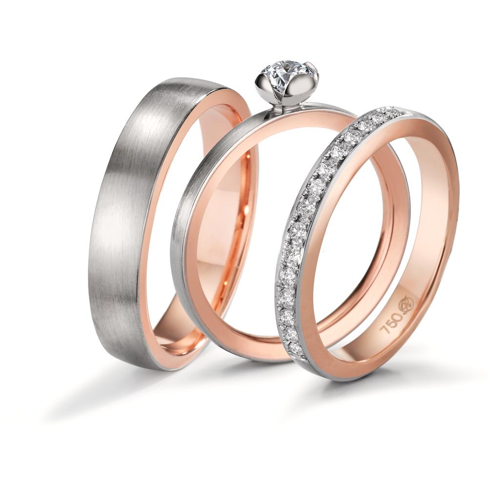 obrączka partnerska złoto czerwone 750/18 K, złoto białe 750/18 K