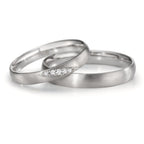 obrączka partnerska złoto białe 750/18 K Diament 0.036 ct, 5 kamienie, tw-vsi