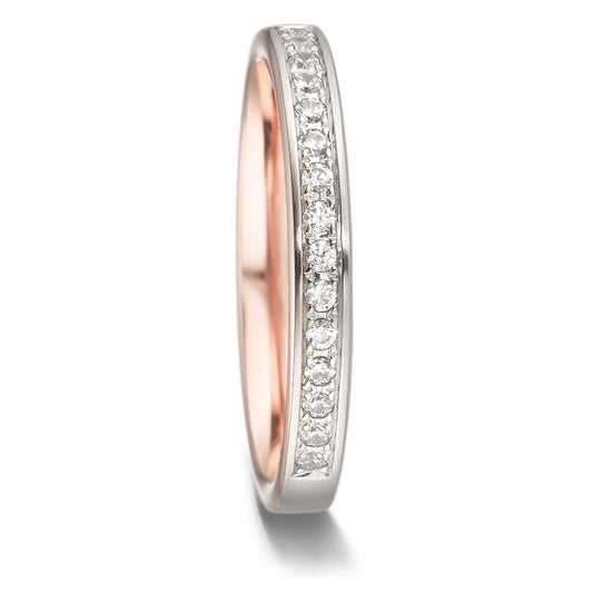 pierścionek pamięci złoto czerwone 750/18 K, złoto białe 750/18 K Diament 0.15 ct, 15 kamienie, tw-vsi