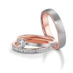 pierścionek pamięci złoto czerwone 750/18 K, złoto białe 750/18 K Diament 0.15 ct, 15 kamienie, tw-vsi