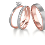 pierścionek pamięci złoto czerwone 750/18 K, złoto białe 750/18 K Diament 0.15 ct, 15 kamienie, tw-vsi