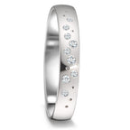 obrączka partnerska złoto białe 750/18 K Diament 0.087 ct, 9 kamienie, tw-si