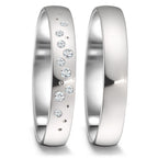 obrączka partnerska złoto białe 750/18 K Diament 0.087 ct, 9 kamienie, tw-si