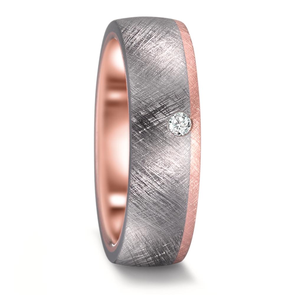 obrączka partnerska tantal 999, złoto różowe 585/14 K Diament 0.03 ct, w-si