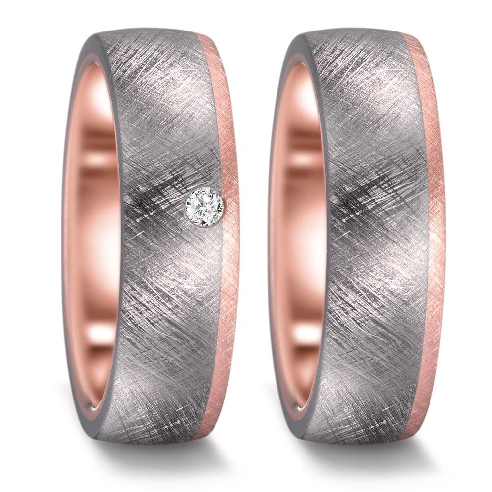 obrączka partnerska tantal 999, złoto różowe 585/14 K Diament 0.03 ct, w-si