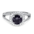 pierścionek złoto białe 375/9 K Szafir niebieski, 1.76 ct, [rund], AAA, Diament biały, 0.23 ct, 12 kamienie, w-pi3