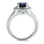 pierścionek złoto białe 375/9 K Szafir niebieski, 1.76 ct, [rund], AAA, Diament biały, 0.23 ct, 12 kamienie, w-pi3