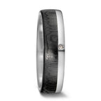 obrączka partnerska złoto białe 585/14 K, węgiel Diament 0.01 ct, tw-si