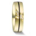 obrączka partnerska złoto żółte 585/14 K, węgiel Diament 0.048 ct, 6 kamienie, w-si