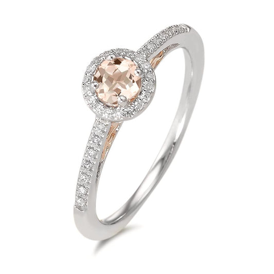 pierścionek zaręczynowy złoto białe 375/9 K Diament 0.10 ct, w-pi3, Morganit szampan