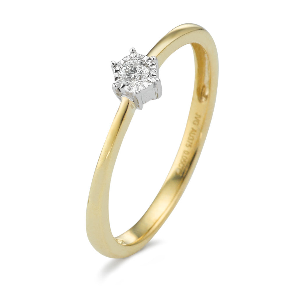 pierścionek zaręczynowy złoto żółte 375/9 K Diament 0.05 ct, w-si dwubarwny