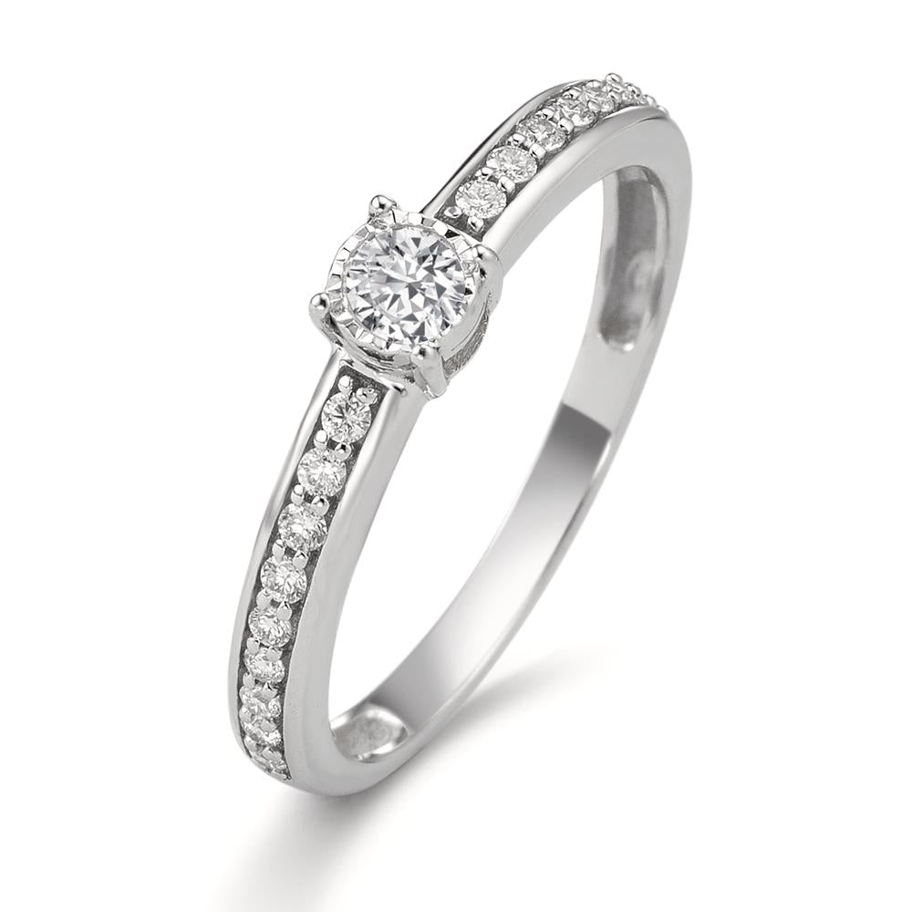 pierścionek zaręczynowy złoto białe 375/9 K Diament 0.20 ct, 19 kamienie, w-si