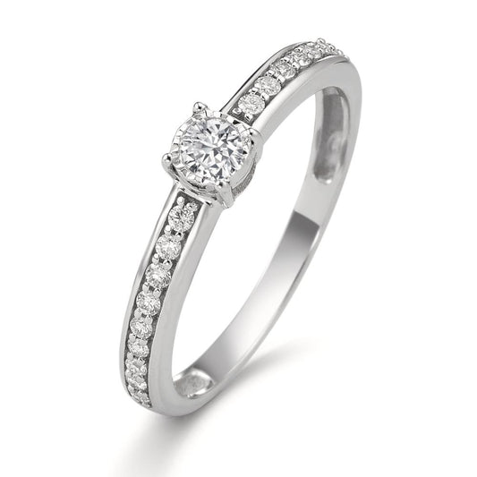 pierścionek zaręczynowy złoto białe 375/9 K Diament 0.20 ct, 19 kamienie, w-si