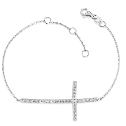 bransoletka srebro Cyrkonia rodowany Przechodzić 16-19 cm