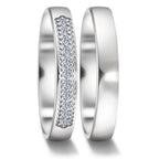 obrączka partnerska złoto białe 750/18 K Diament 0.11 ct, 11 kamienie, tw-vsi