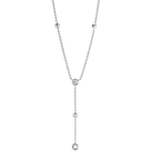 Naszyjnik złoto białe 750/18 K Diament 0.06 ct, 2 kamienie, w-si 42 cm