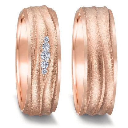 obrączka partnerska złoto czerwone 750/18 K Diament 0.077 ct, 5 kamienie, w-si