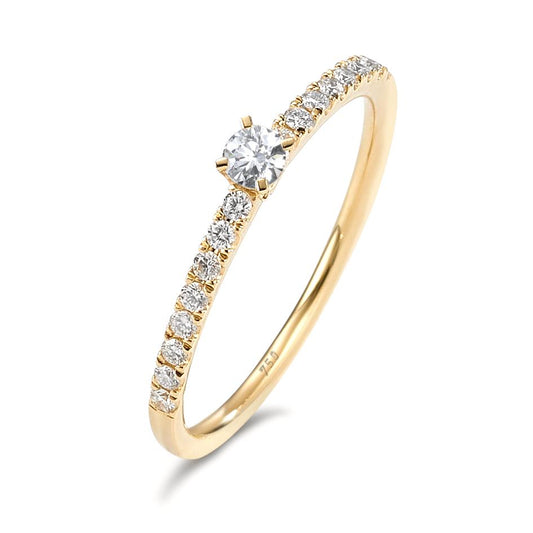 pierścionek zaręczynowy złoto żółte 750/18 K Diament 0.25 ct, 17 kamienie, w-si
