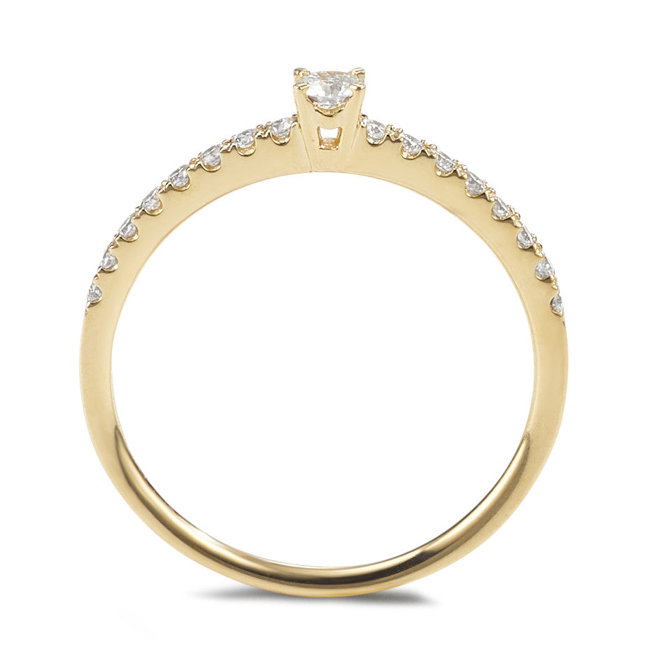 pierścionek zaręczynowy złoto żółte 750/18 K Diament 0.25 ct, 17 kamienie, w-si