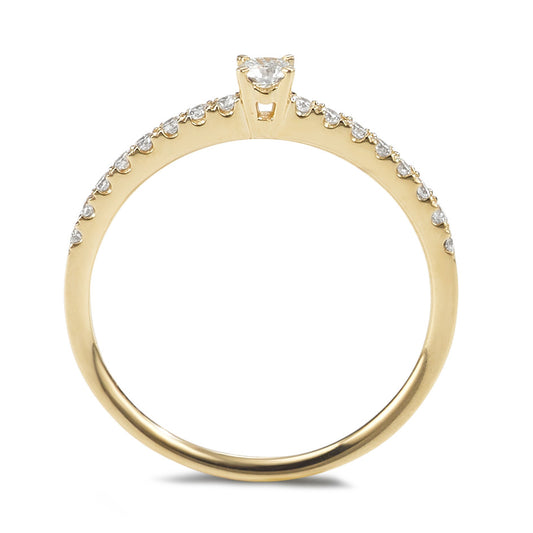pierścionek zaręczynowy złoto żółte 750/18 K Diament 0.25 ct, 17 kamienie, w-si