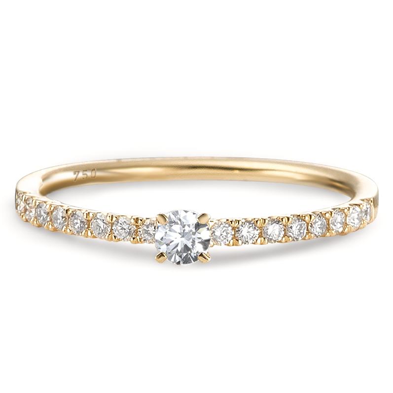 pierścionek zaręczynowy złoto żółte 750/18 K Diament 0.25 ct, 17 kamienie, w-si