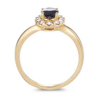 pierścionek złoto żółte 750/18 K Szafir 0.94 ct, Diament 0.40 ct, 12 kamienie, [Brillant], w-si
