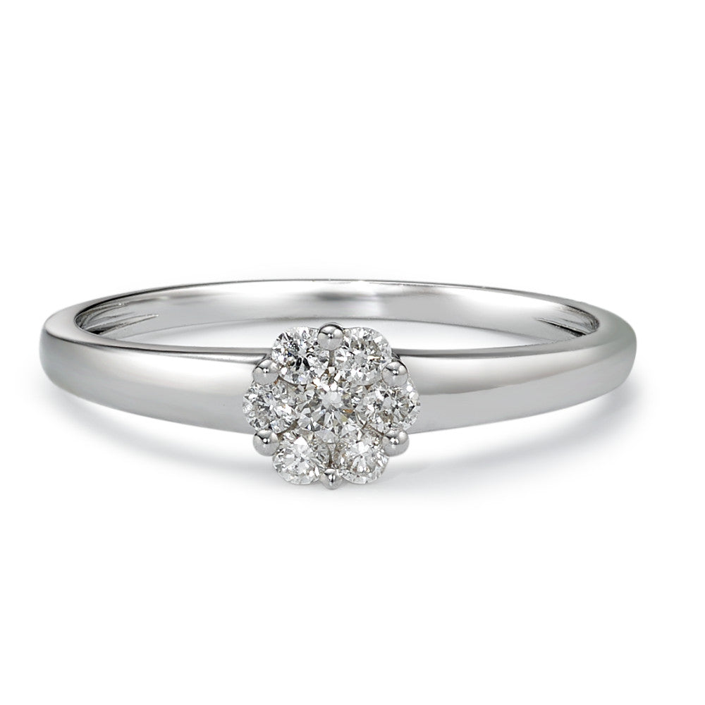 pierścionek zaręczynowy złoto białe 750/18 K Diament 0.20 ct, 7 kamienie, w-si