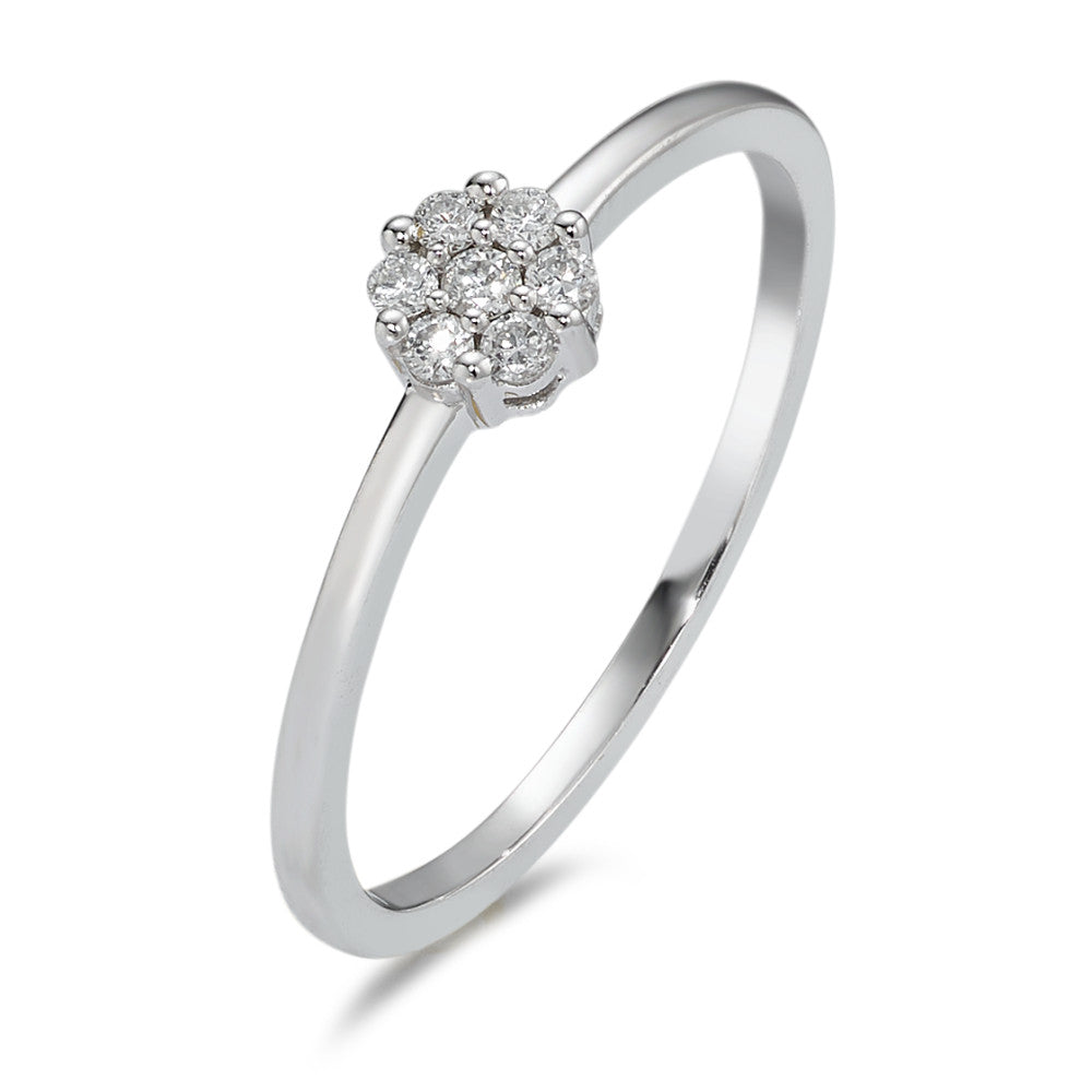 pierścionek zaręczynowy złoto białe 750/18 K Diament 0.10 ct, 7 kamienie, w-si