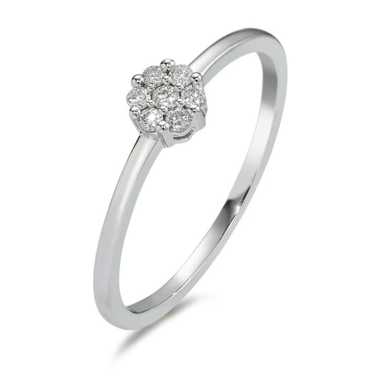 pierścionek zaręczynowy złoto białe 750/18 K Diament 0.10 ct, 7 kamienie, w-si