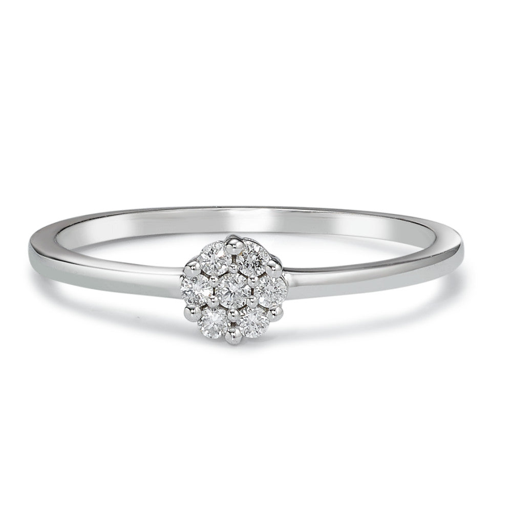pierścionek zaręczynowy złoto białe 750/18 K Diament 0.10 ct, 7 kamienie, w-si