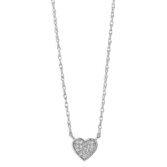 Naszyjnik złoto białe 750/18 K Diament 0.05 ct, 18 kamienie, w-si Serce 40-46 cm
