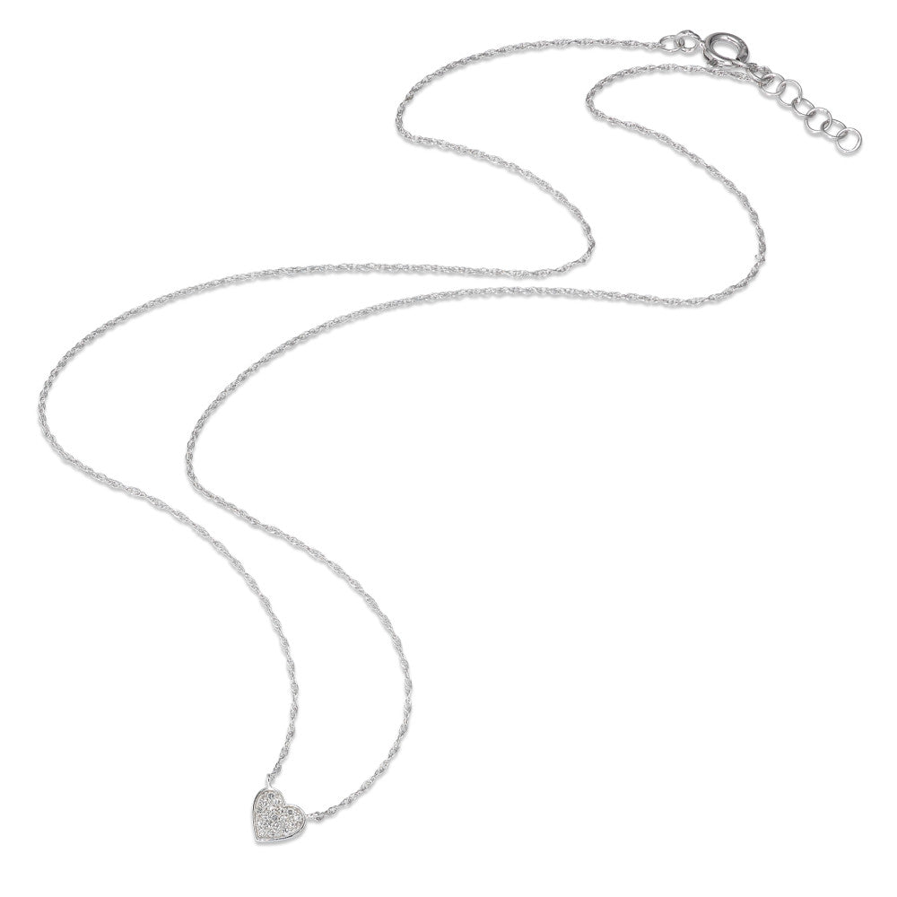 Naszyjnik złoto białe 750/18 K Diament 0.05 ct, 18 kamienie, w-si Serce 40-46 cm