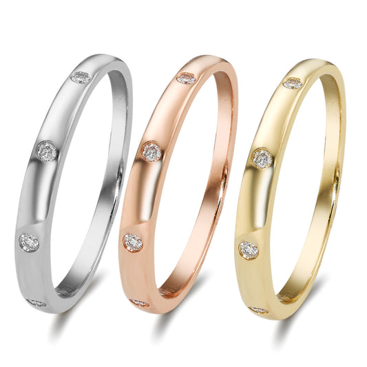 pierścionek towarzyszący złoto białe 750/18 K, złoto żółte 750/18 K, złoto czerwone 750/18 K Diament 0.13 ct, 13 kamienie, w-si