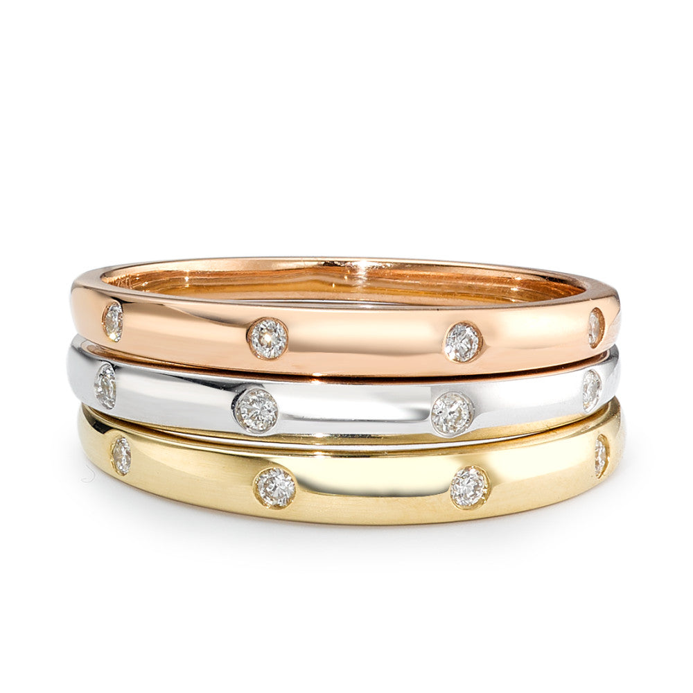pierścionek towarzyszący złoto białe 750/18 K, złoto żółte 750/18 K, złoto czerwone 750/18 K Diament 0.13 ct, 13 kamienie, w-si
