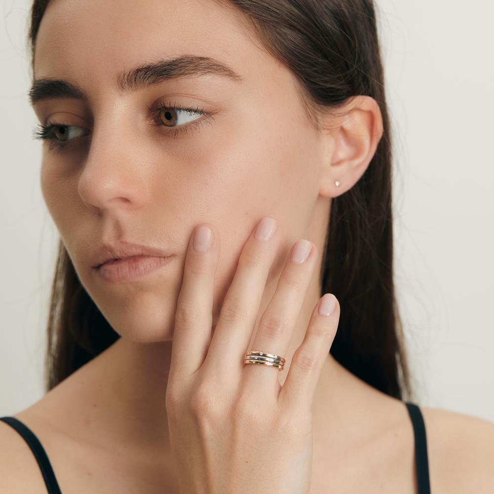 pierścionek towarzyszący złoto białe 750/18 K, złoto żółte 750/18 K, złoto czerwone 750/18 K Diament 0.13 ct, 13 kamienie, w-si