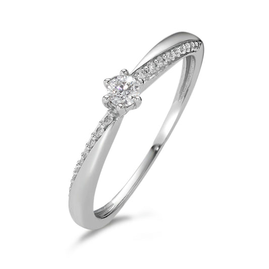 pierścionek zaręczynowy złoto białe 750/18 K Diament 0.15 ct, 21 kamienie, w-si