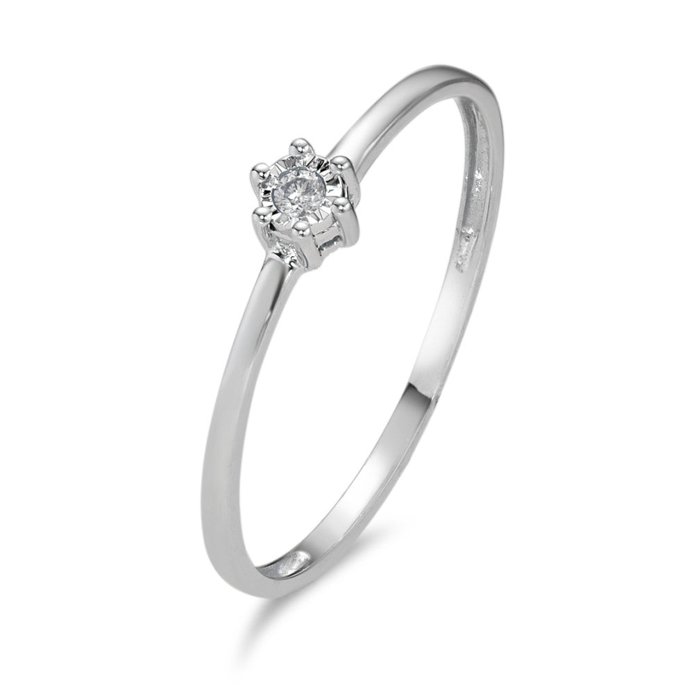 pierścionek zaręczynowy złoto białe 750/18 K Diament 0.02 ct, w-si