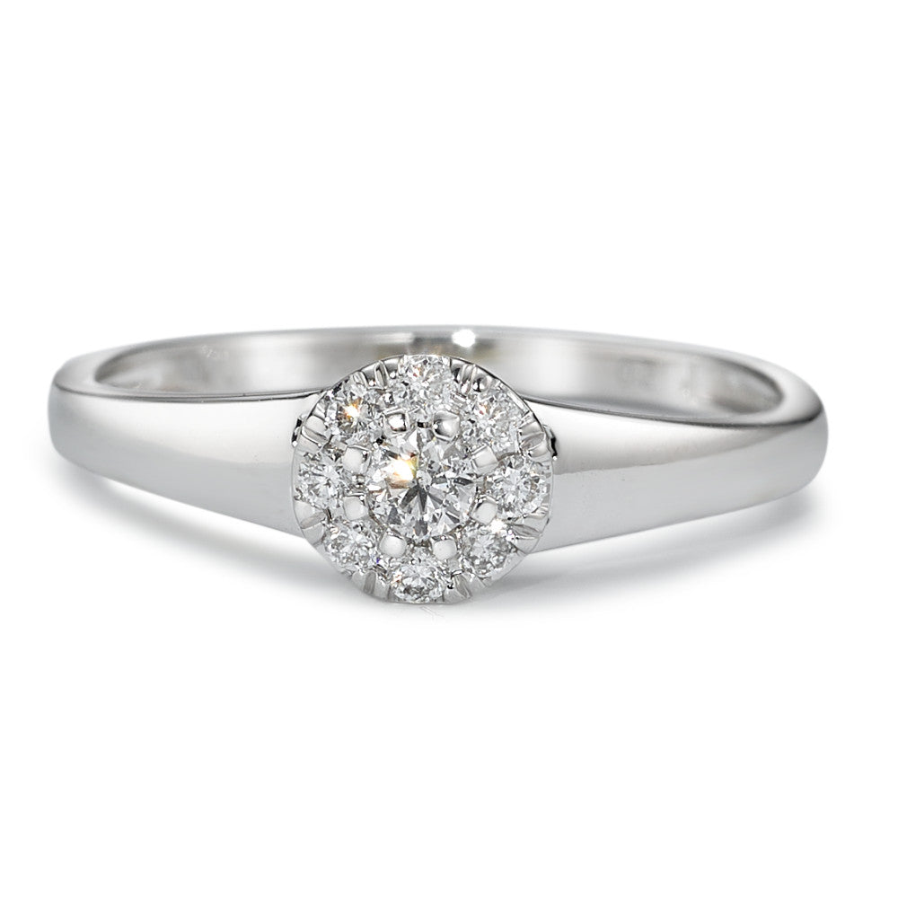 pierścionek zaręczynowy złoto białe 750/18 K Diament 0.17 ct, 9 kamienie, w-si