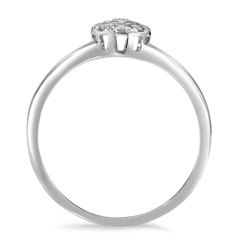 pierścionek zaręczynowy złoto białe 750/18 K Diament 0.17 ct, 9 kamienie, w-si
