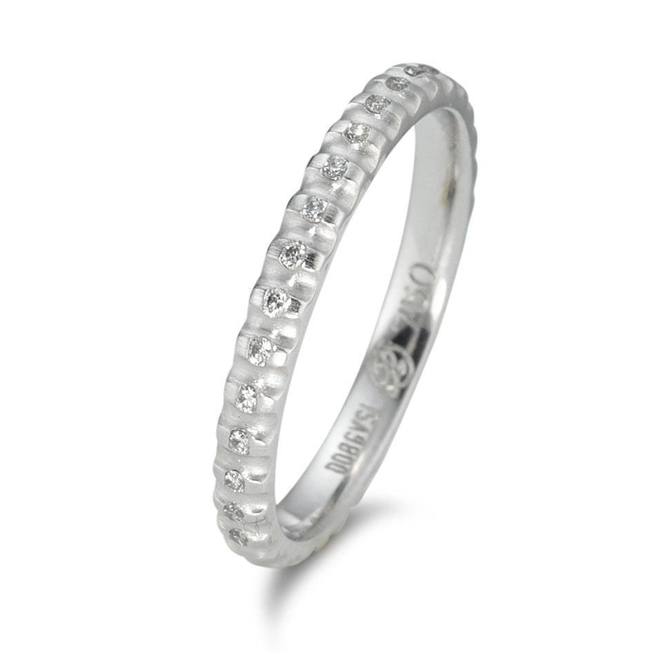 pierścionek pamięci złoto białe 750/18 K Diament 0.08 ct, 16 kamienie, tw-vsi