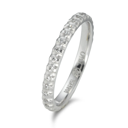 pierścionek pamięci złoto białe 750/18 K Diament 0.08 ct, 16 kamienie, tw-vsi