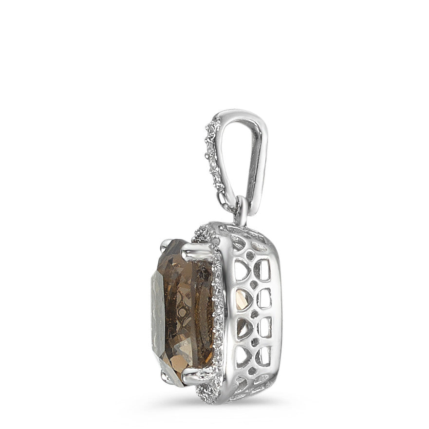 wisiorek złoto białe 750/18 K Kwarc dymny, Diament biały, 0.12 ct, 40 kamienie, w-pi3 Ø11 mm