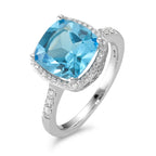 pierścionek złoto białe 750/18 K Topaz jasnoniebieski, Diament biały, 0.20 ct, 42 kamienie, w-pi3 Ø11 mm